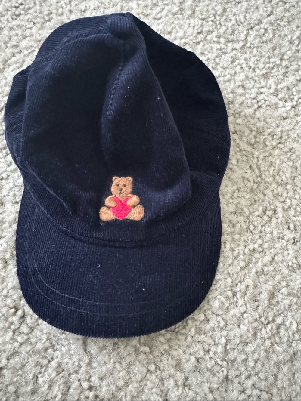 GAP Navy Corduroy Baby Cap with Red Embroidery